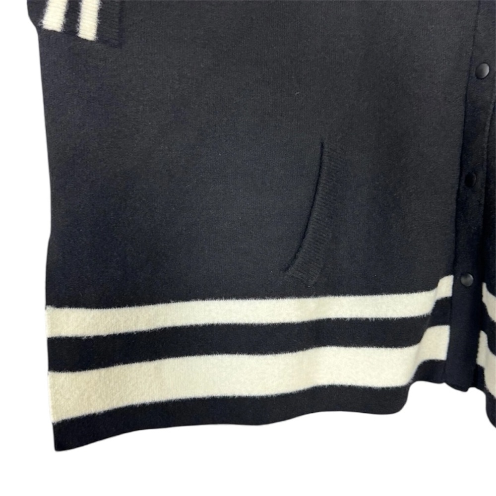 Free People Pep Rally Stripe Varsity Poncho – Black / Ivory – One Size – - Picture 8 of 10